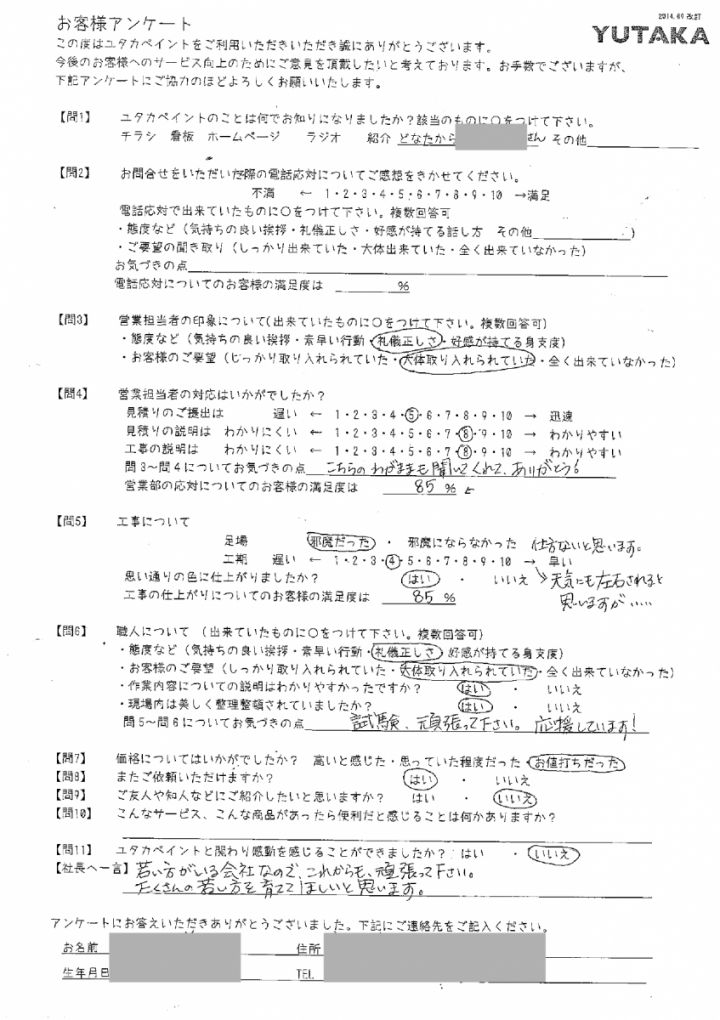 東條英実邸アンケート