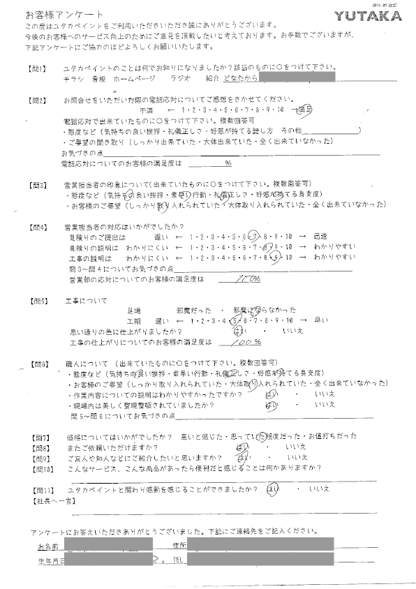 小板橋欽也邸アンケート